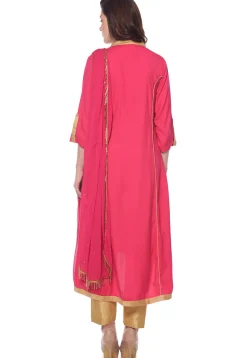 Solid Color Rayon Front Slit Pakistani Suit in Pink