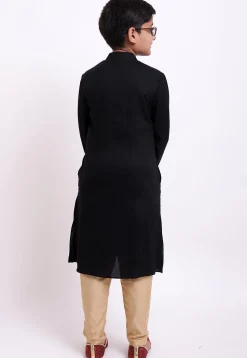 Solid Color Rayon Kurta in Black