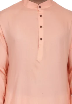 Solid Color Rayon Kurta Set in Peach Orange