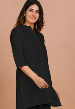 Solid Color Rayon Kurti in Black