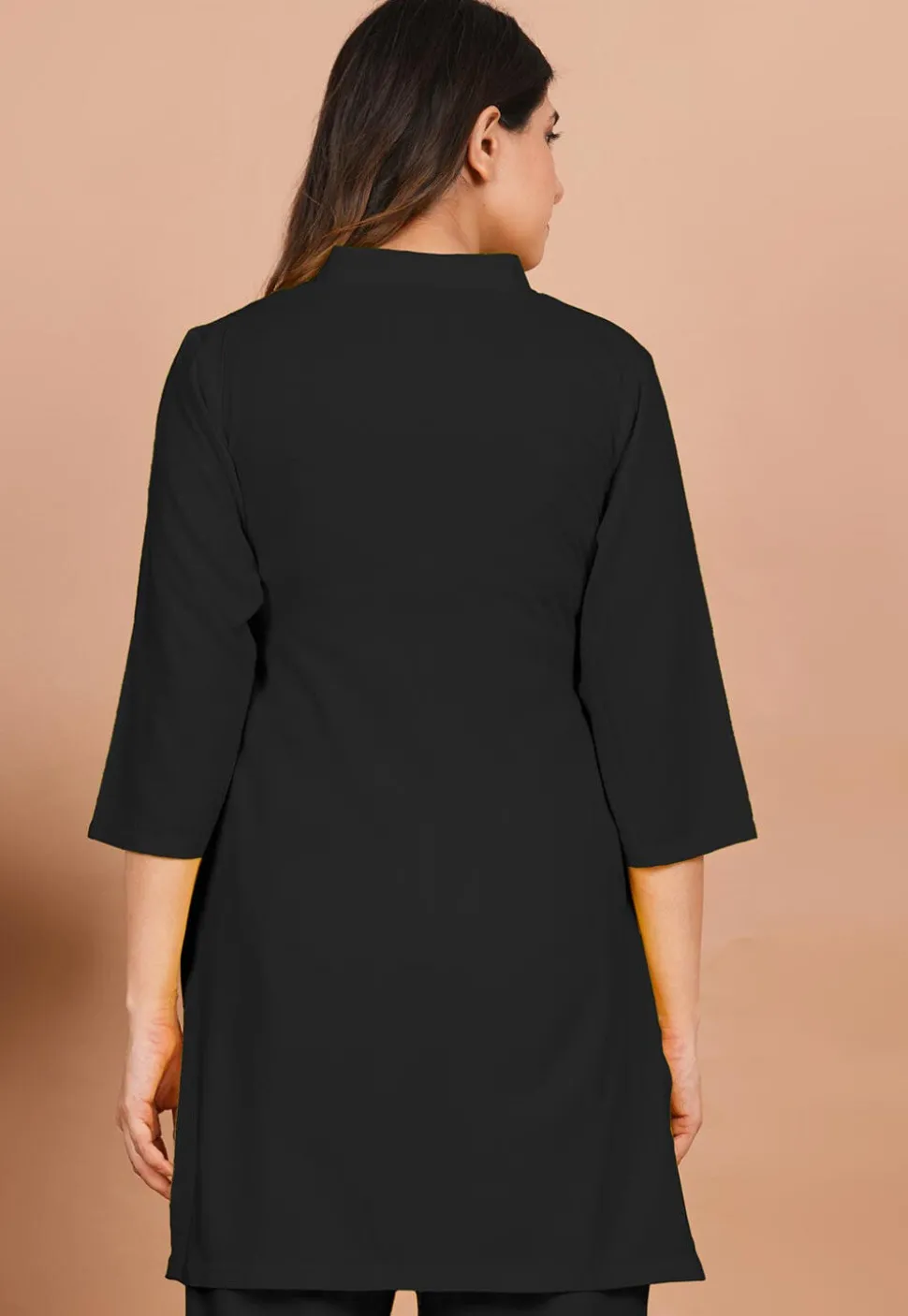 Solid Color Rayon Kurti in Black