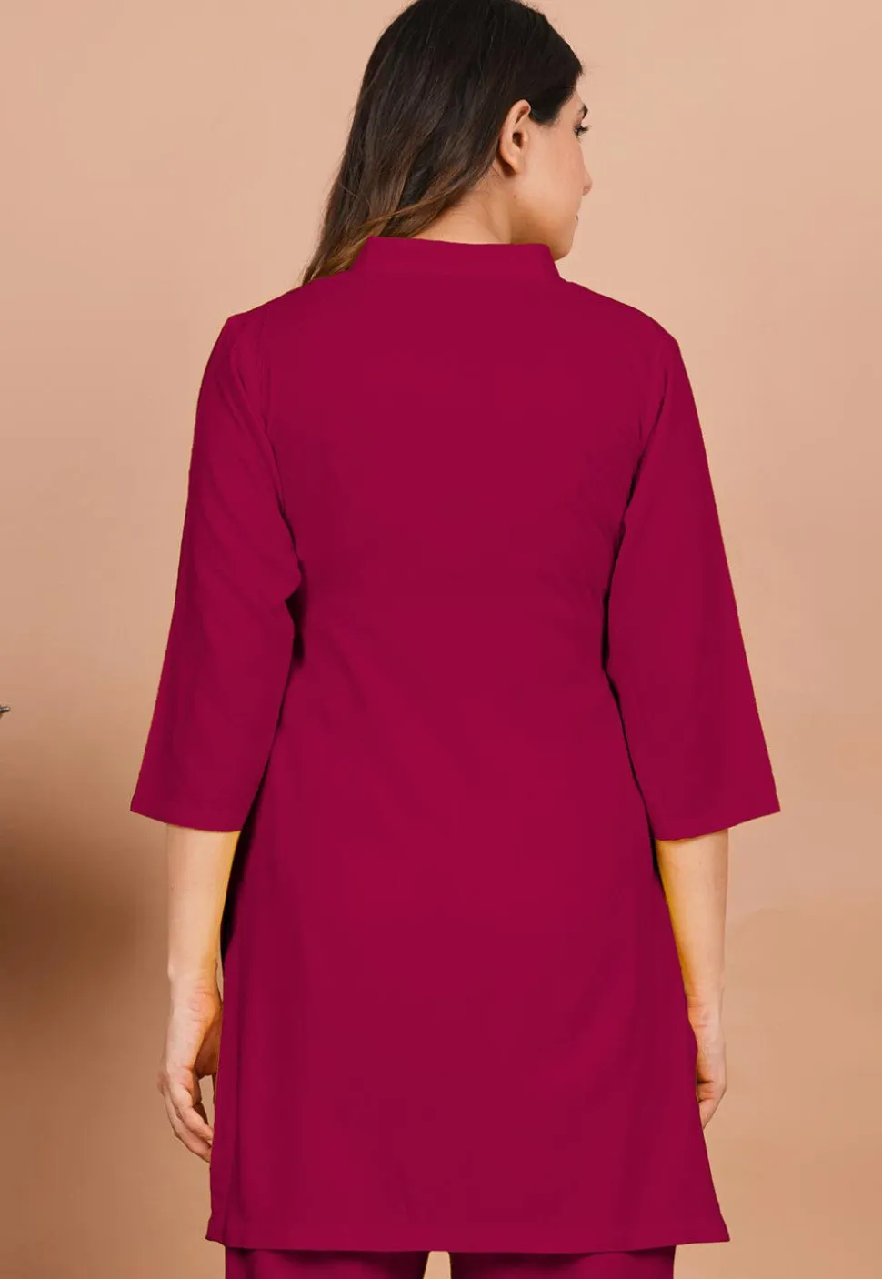 Solid Color Rayon Kurti in Fuchsia