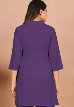 Solid Color Rayon Kurti in Light Purple