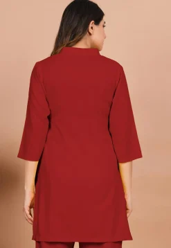 Solid Color Rayon Kurti in Red