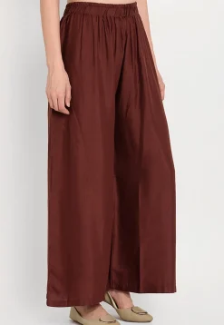 Solid Color Rayon Palazzo in Brown
