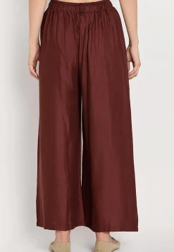 Solid Color Rayon Palazzo in Brown