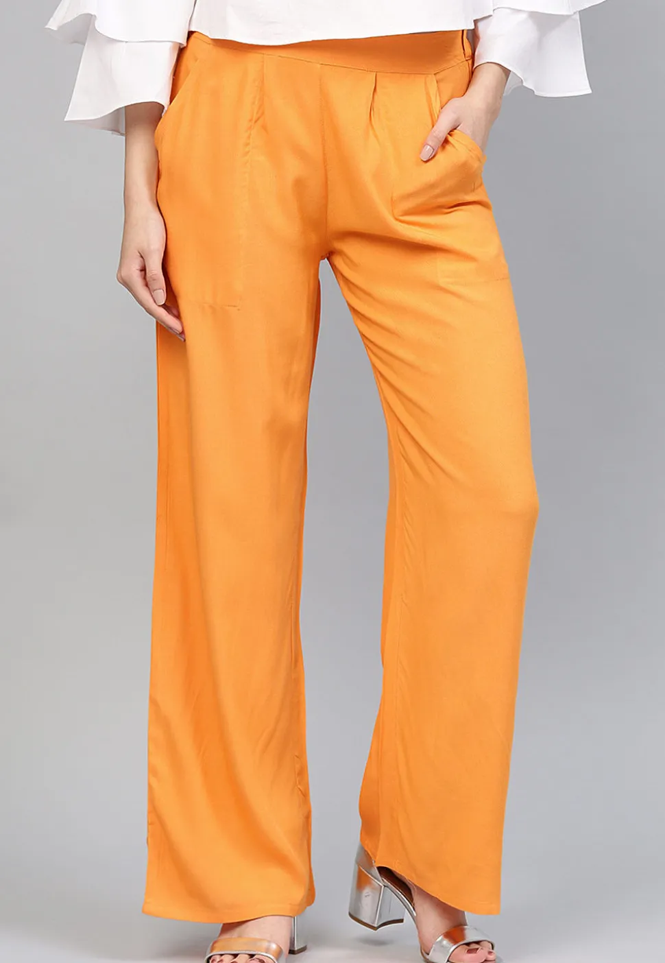 Solid Color Rayon Palazzo in Mustard