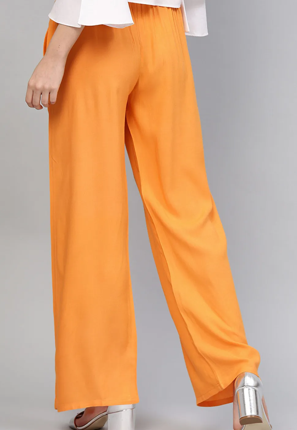 Solid Color Rayon Palazzo in Mustard