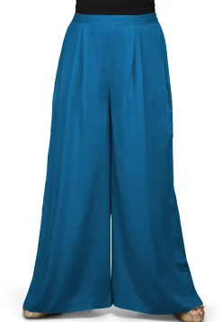Solid Color Rayon Palazzo in Teal Blue