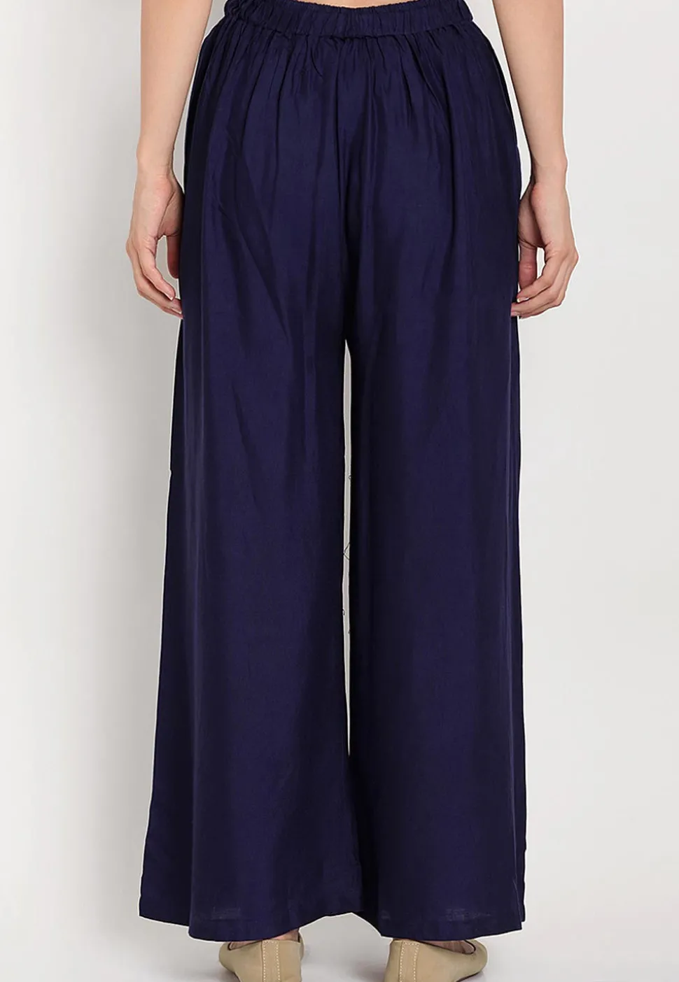 Solid Color Rayon Palazzo in Navy Blue