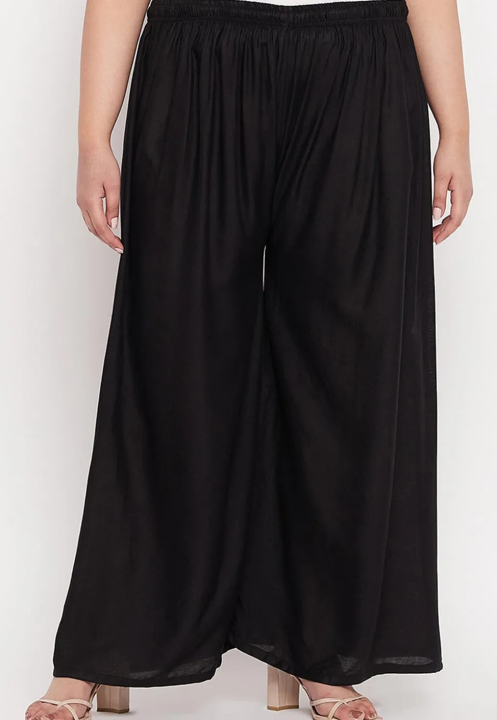 Solid Color Rayon Palazzo in Black