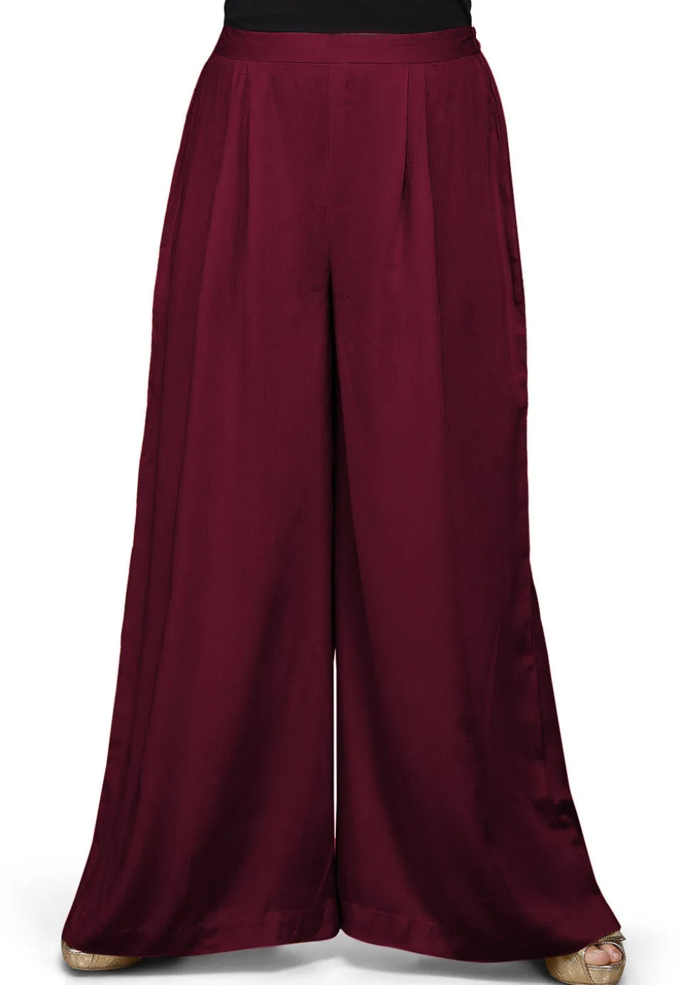 Solid Color Rayon Palazzo in Wine