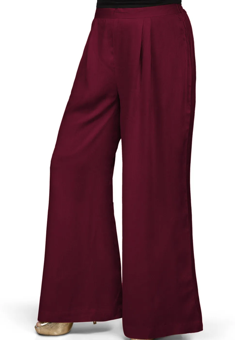 Solid Color Rayon Palazzo in Wine