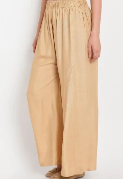 Solid Color Rayon Palazzo in Beige