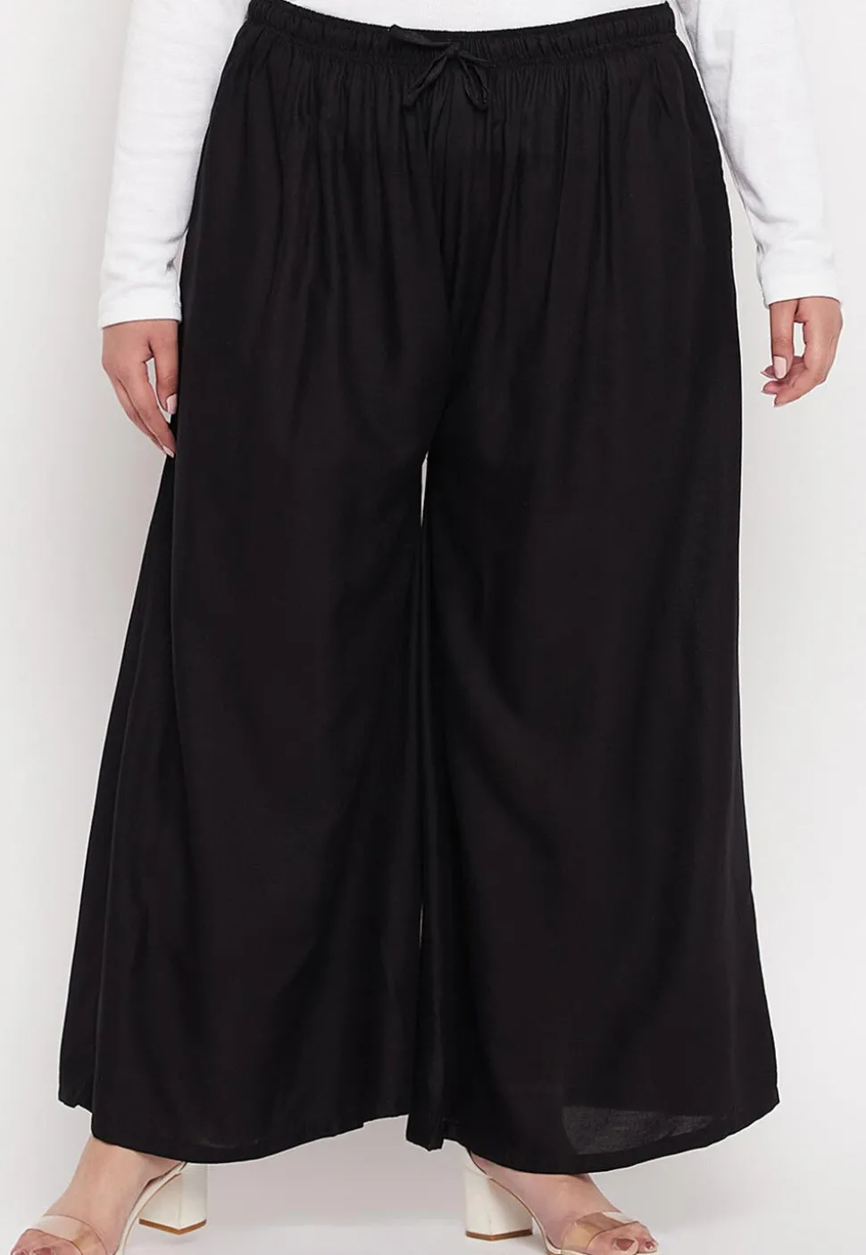 Solid Color Rayon Palazzo in Black
