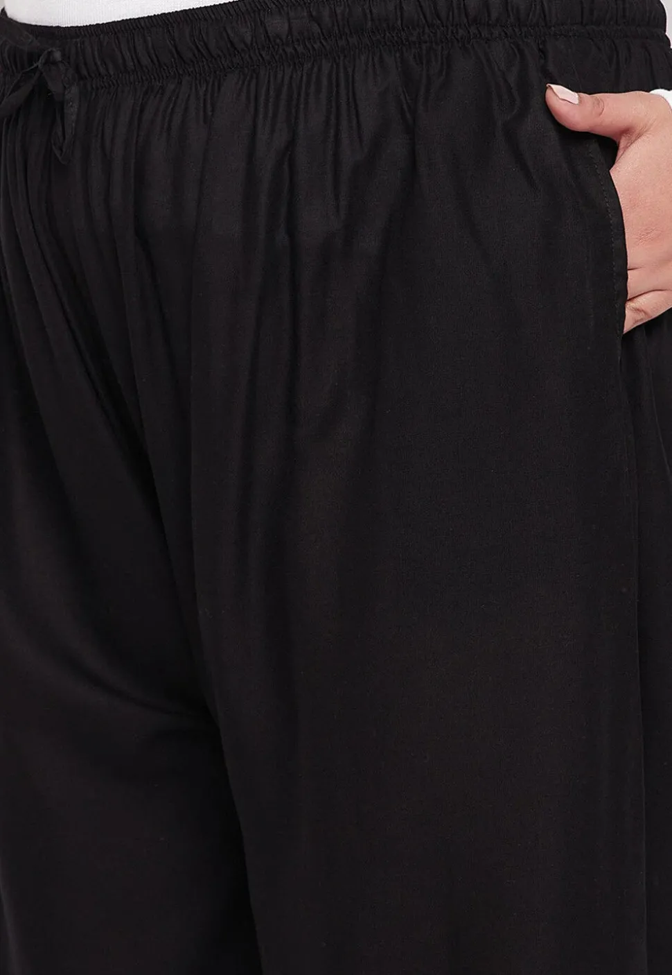 Solid Color Rayon Palazzo in Black