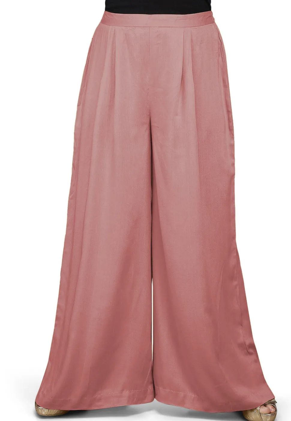Solid Color Rayon Palazzo in Peach