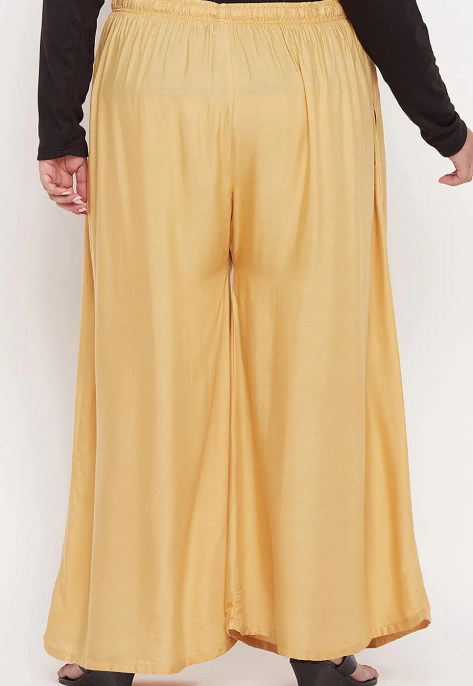 Solid Color Rayon Palazzo in Beige