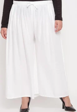 Solid Color Rayon Palazzo in White