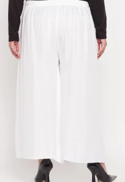 Solid Color Rayon Palazzo in White