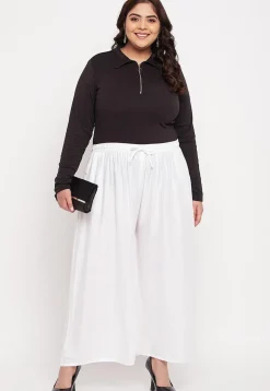 Solid Color Rayon Palazzo in White