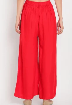 Solid Color Rayon Palazzo in Red