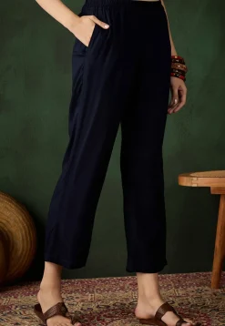Solid Color Rayon Pant in Navy Blue