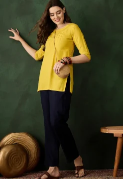 Solid Color Rayon Pant in Navy Blue