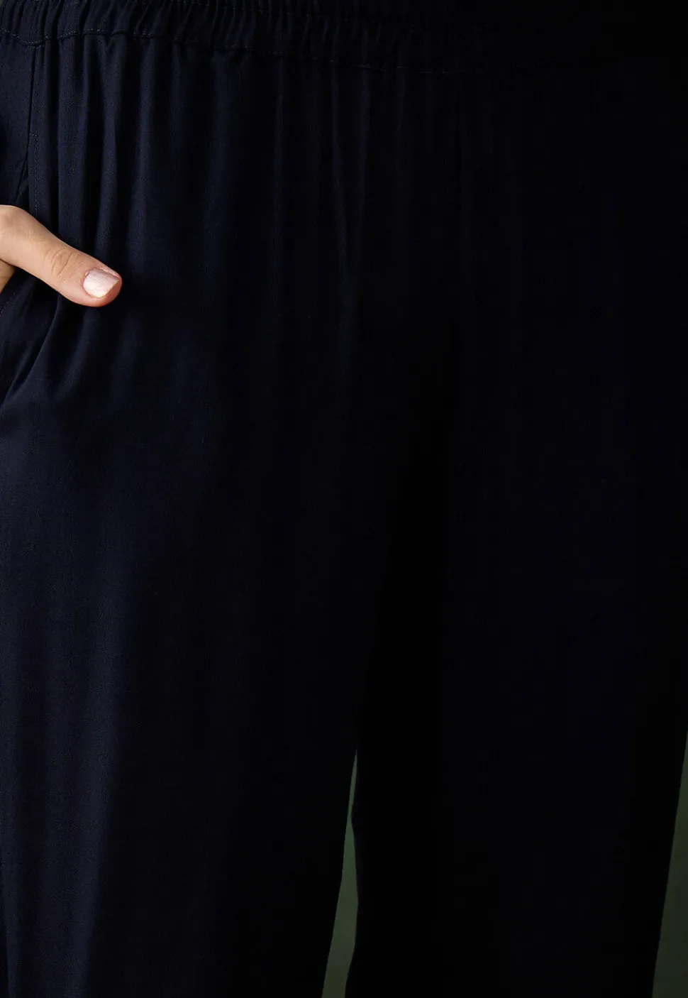 Solid Color Rayon Pant in Navy Blue
