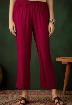 Solid Color Rayon Pant in Fuchsia