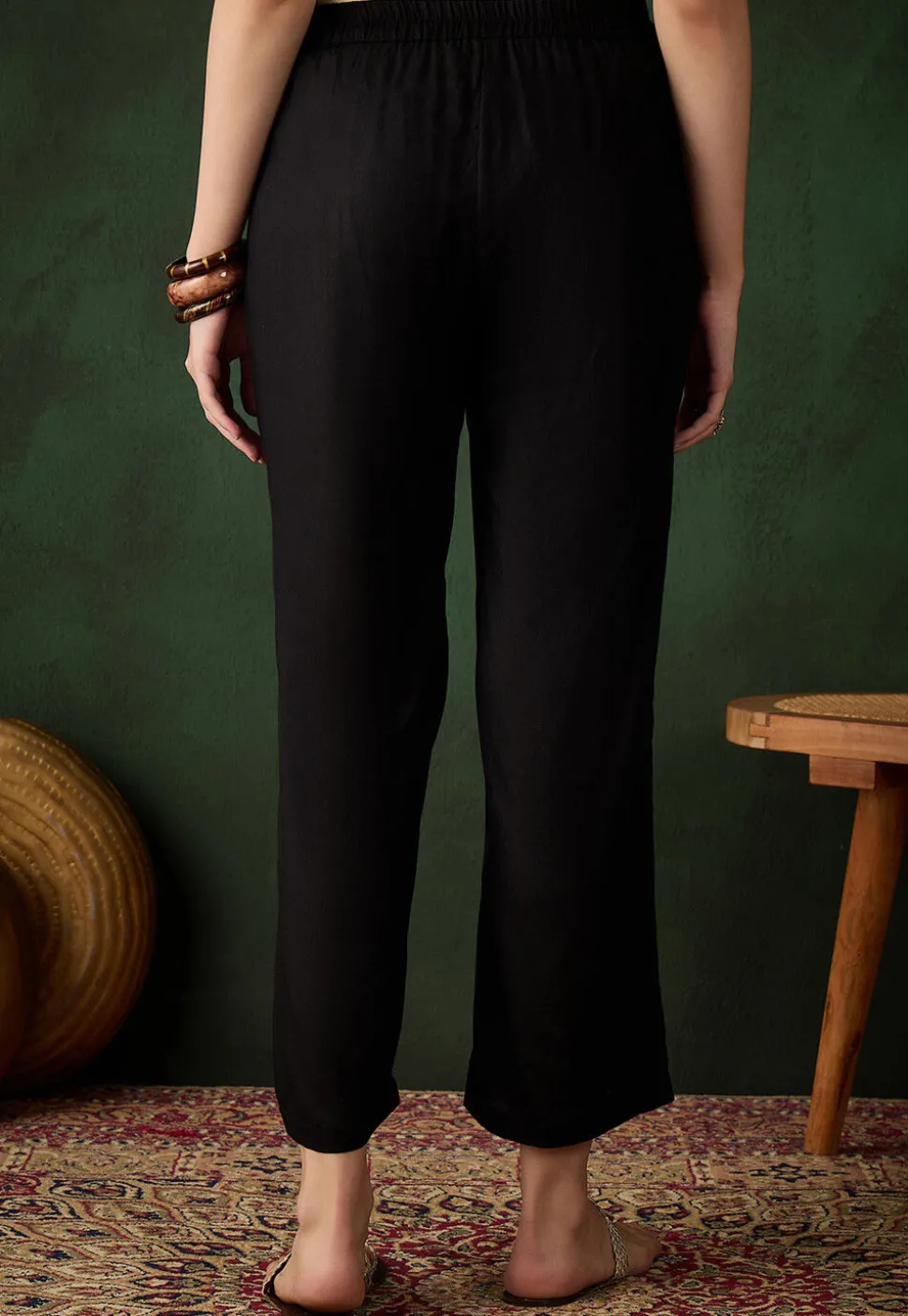 Solid Color Rayon Pant in Black