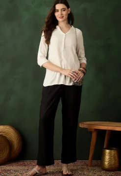 Solid Color Rayon Pant in Black