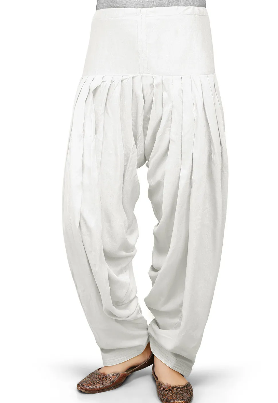 Solid Color Rayon Patiala in Off White