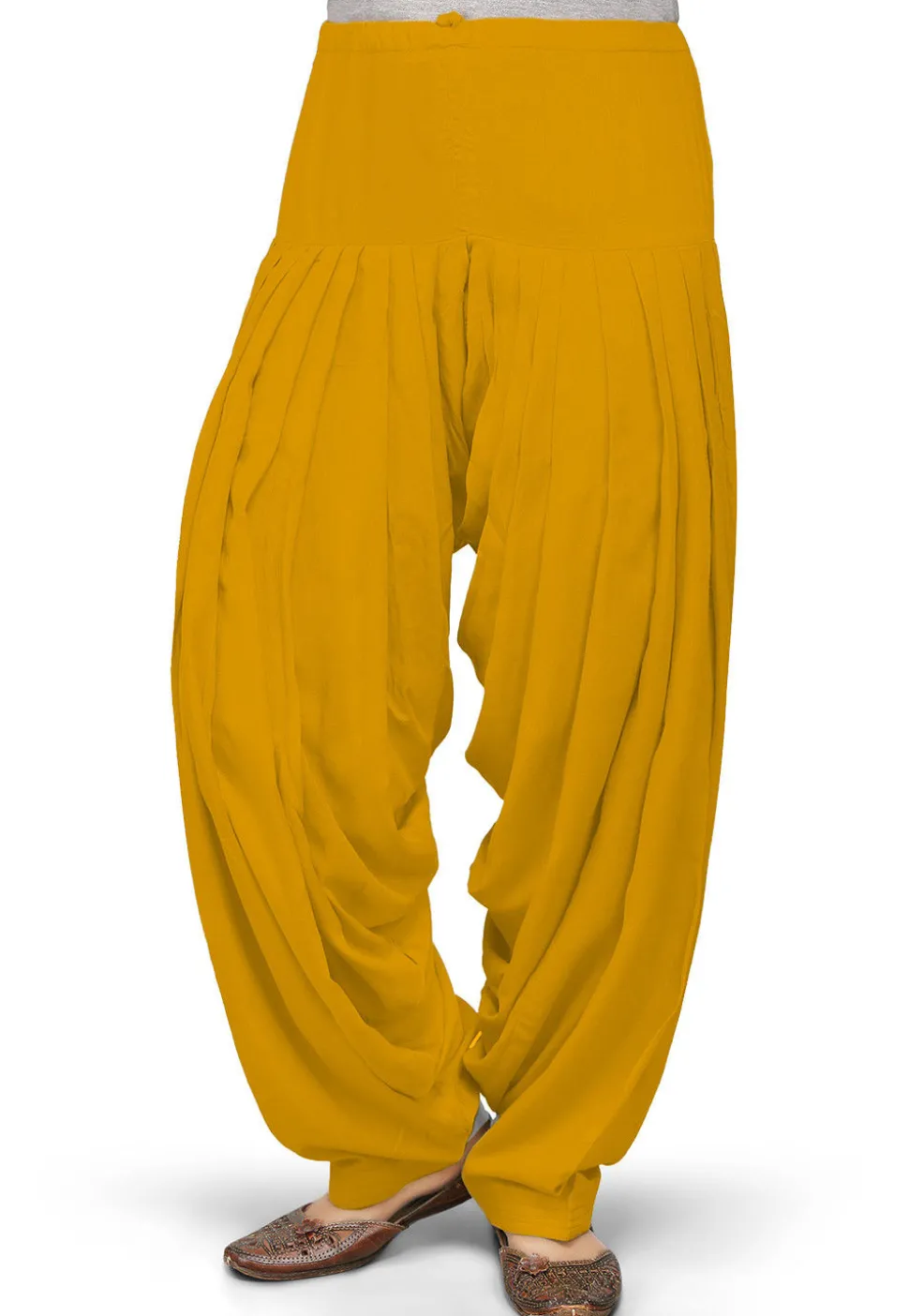 Solid Color Rayon Patiala in Mustard