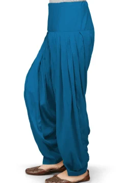 Solid Color Rayon Patiala in Teal Blue