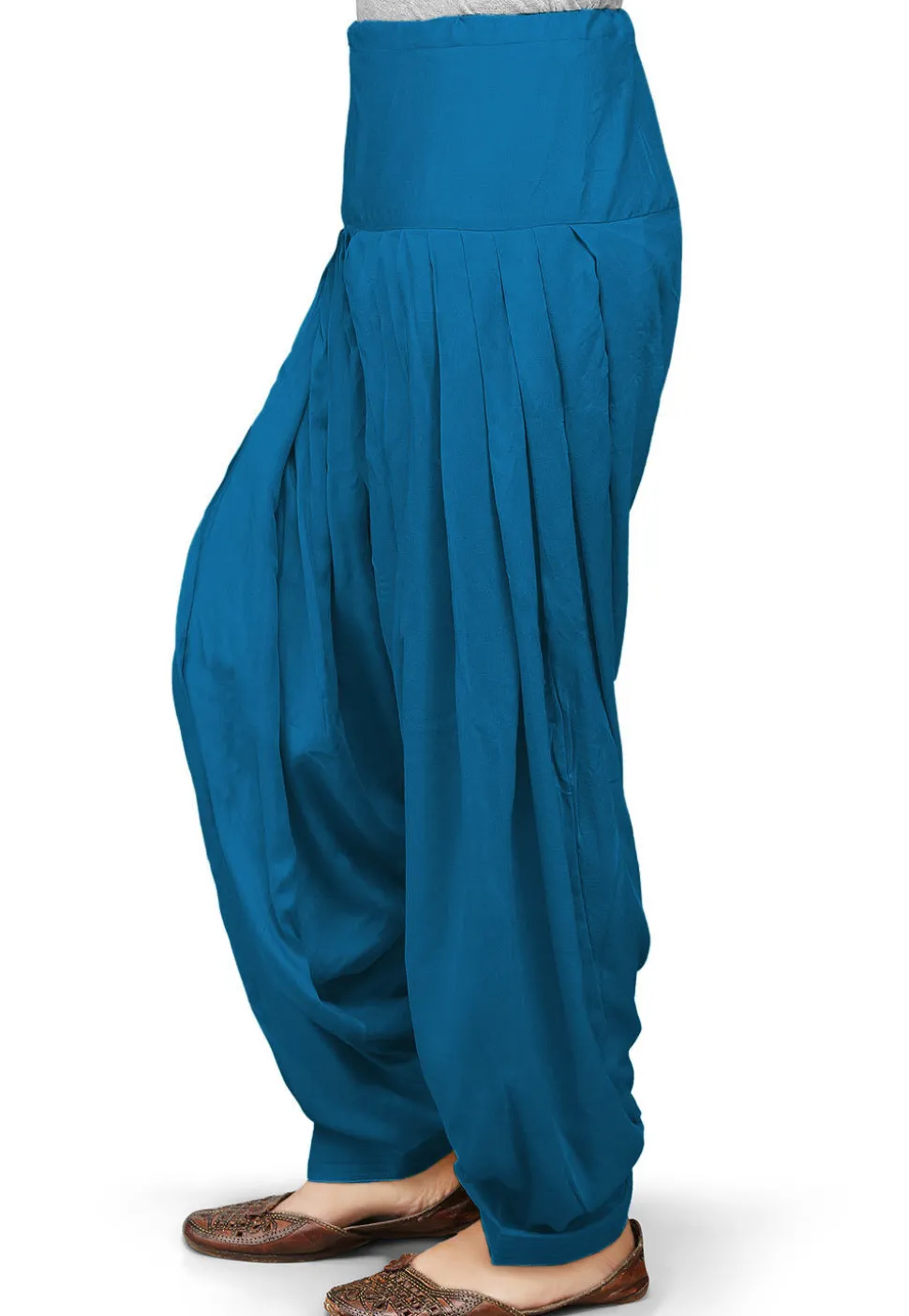 Solid Color Rayon Patiala in Teal Blue