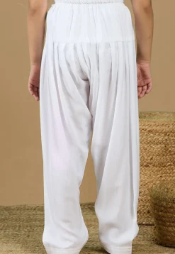 Solid Color Rayon Patiala in White
