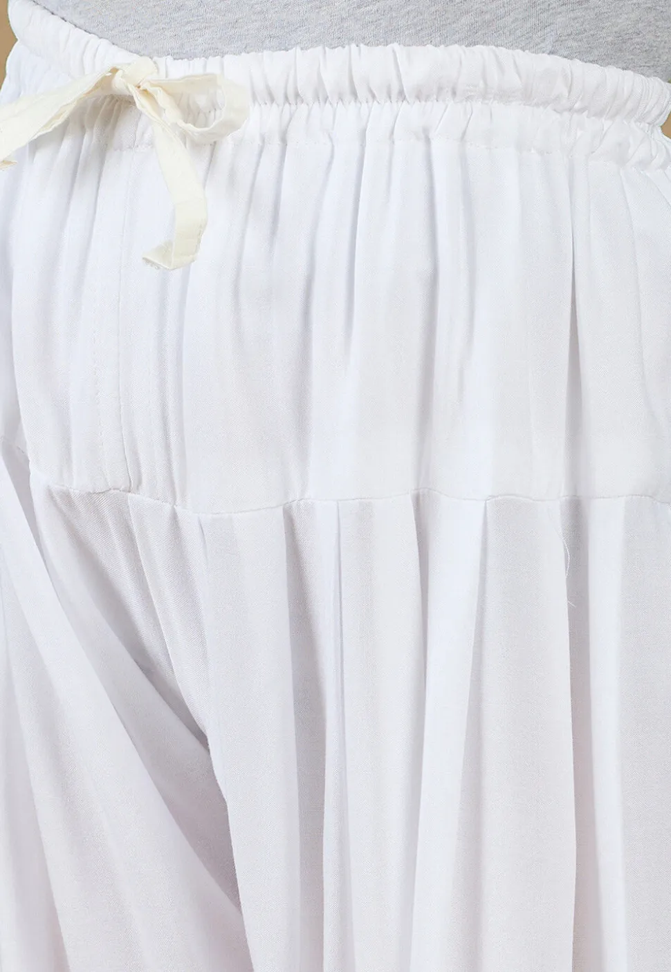 Solid Color Rayon Patiala in White