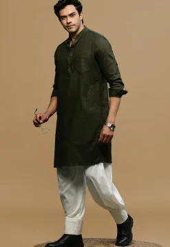 Solid Color Rayon Salwar in Off White
