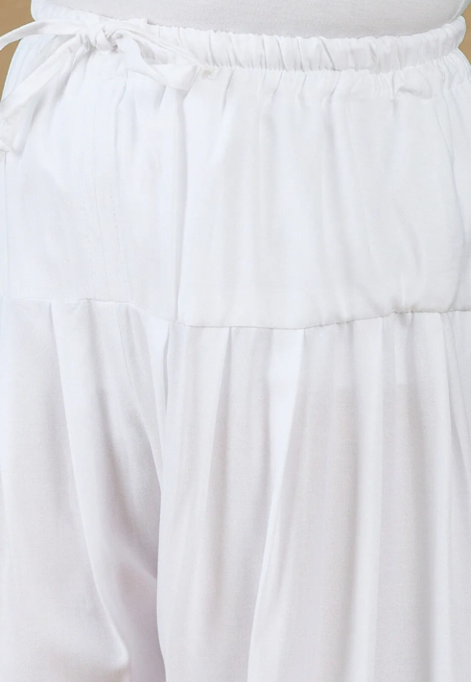 Solid Color Rayon Salwar in White