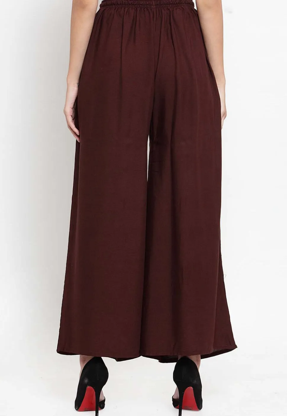 Solid Color Rayon Sharara in Dark Brown