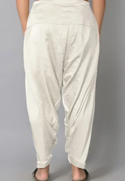 Solid Color Satin Afghani Salwar in Off White