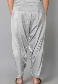 Solid Color Satin Afghani Salwar in Light Grey