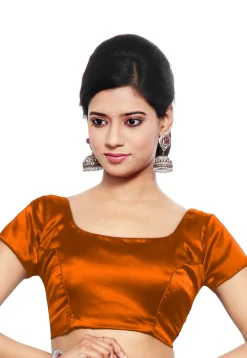 Solid Color Satin Blouse in Rust