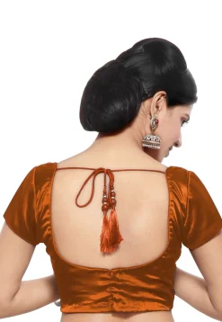 Solid Color Satin Blouse in Rust