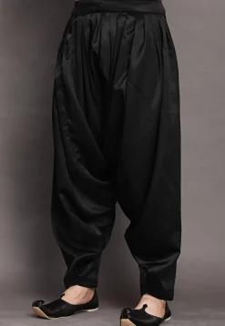 Solid Color Satin Dhoti Pant in Black