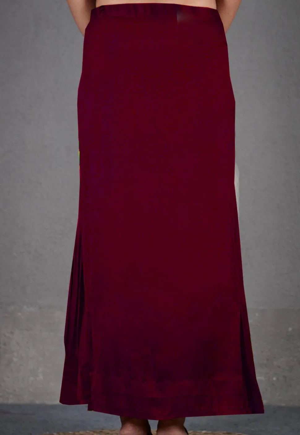 Solid Color Satin Fish Cut Petticoat in Maroon