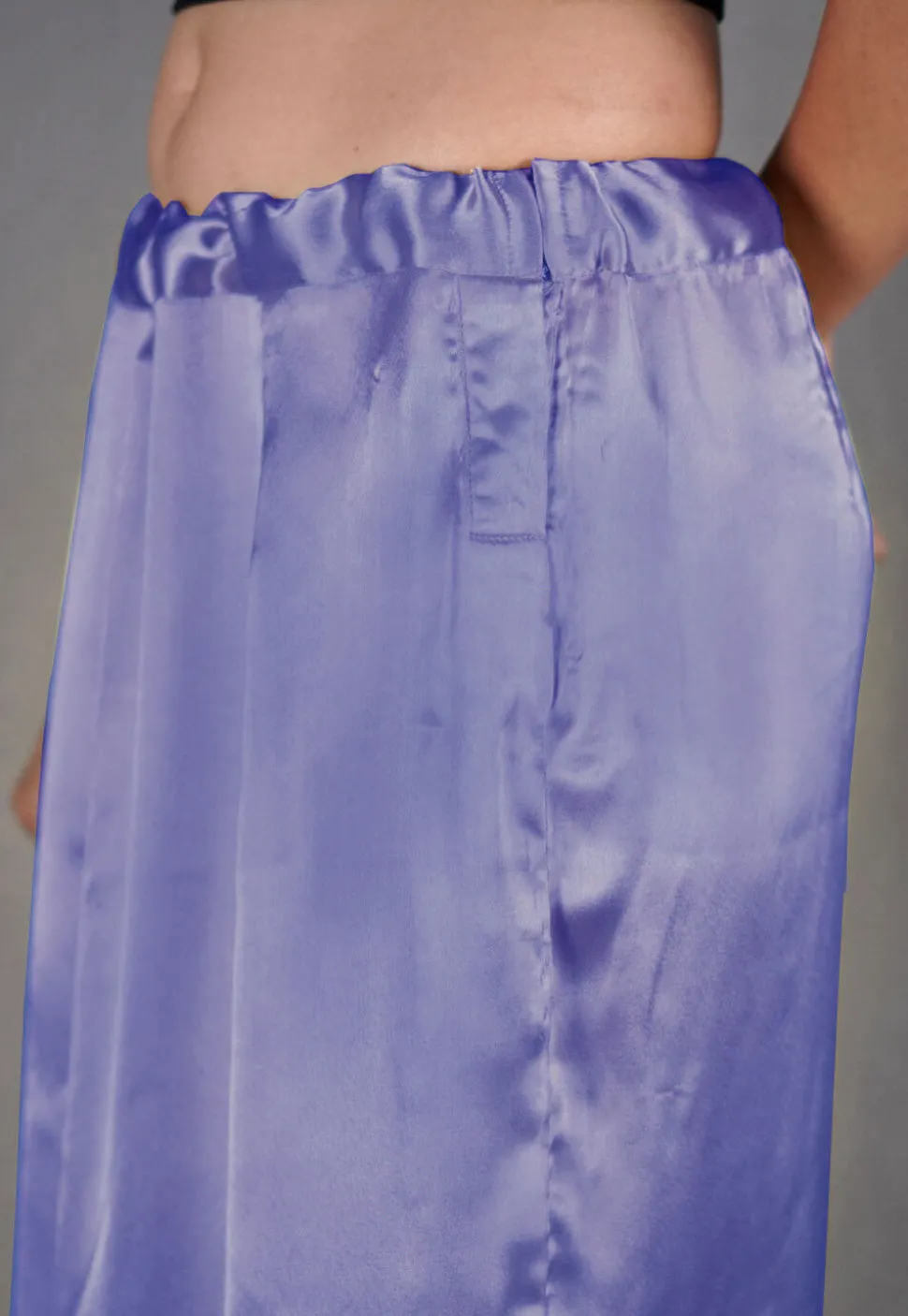 Solid Color Satin Fish Cut Petticoat in Light Purple