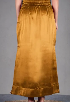 Solid Color Satin Fish Cut Petticoat in Mustard