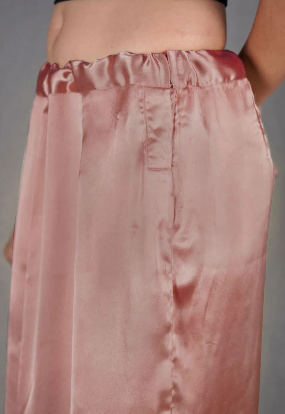 Solid Color Satin Fish Cut Petticoat in Peach